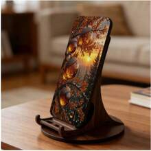Santa Claus 2D Printed Wooden Phone/Tablet Stand, Adjustable Portable Hands-Free Design, Creative Desktop Ornament, Easy Charging, Christmas Gift For Family And Friends - View 6