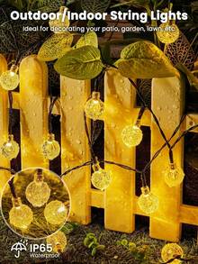 Outdoor Solar Crystal Ball Light String, 20/50/100 LED, IP65 Waterproof Fairy Tale Light, 8 Modes, Automatic On/Off, Suitable For Garden, Courtyard, Party, Wedding, Party, Christmas, Halloween, Holiday Decoration - Purple/Warm White/White/Color - Solar String Lights - View 4