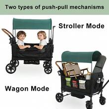 Multifunctional Camping Vehicle, Dual Push-Pull Mode Children's Camping Vehicle, Easy To Fold, Oversized Tires, Essential For Camping - 黑色 - 查看 8