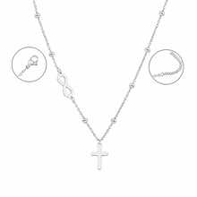 1pc Simple Cross Infinite Symbol Pendant Golden Silvery Stainless Steel Chain Necklaces For Women - Style 1 - View 5