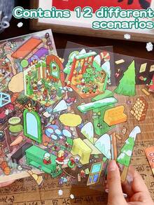 Stiker Adegan Miniatur 6-in-1 DIY Stiker Adegan Rumah 3D untuk Anak-anak, Penghilang Stres, Fokus Tenang - MultiWarna - View 4