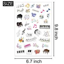 10 Sheets Cartoon Music Doodle Stickers Featuring Treble Clef, Various Musical Notes, Triangle Piano, Electronic Keyboard, Accordion, Saxophone, Keyboard And Other Musical Instrument Patterns, Easy To Peel And Remove, Suitable For Music Score Decoration, Classroom Rewards, Stationery Craft Materials, Music Theme Events - Multicolor - View 7