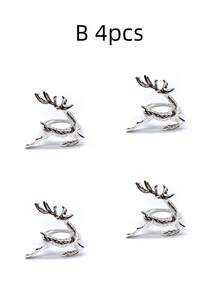 2/4pcs Three-Dimensional Reindeer-Shaped Napkin Rings - Christmas Party Table Decorations, Holiday Party Gifts, Christmas, Camping Essentials, Festival, Room Decor, Party Decorations, Wedding Decorations, Home Decor And Accessories - Multicolor - View 12