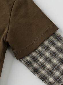 mini bala Autumn Winter Boys Loose 2 In 1 Long Sleeve Tee Adorable Plush Toy Detail Fun Kids Base Top - Dark Coffee - View 8