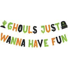 Ghouls Just Wanna Have Fun Halloween Glitter Banner Ghouls Just Wanna Have Fun Party Decor Haunted House Decorations - Multicolor - View 5