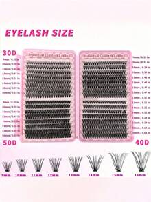 640 Clusters D Curl Single Strand Eyelash Extensions, 9-16mm Mixed Length, Large Capacity Segmented Eyelashes, D Curl Dense Cluster Eyelashes, Lightweight Layered Makeup Effect, Easy For DIY Home Use And Daily Makeup, Gift - D - View 6