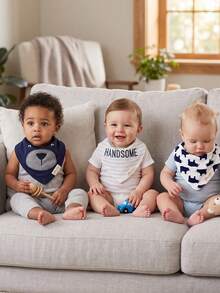 momscare 6pcs/7pcs Baby Bibs, Soft Absorbent Baby Drool Cloths, Suitable For Daily Use - Cute Animal Design Exquisite Embroidered Baby Triangle Bibs - Multicolor - View 2