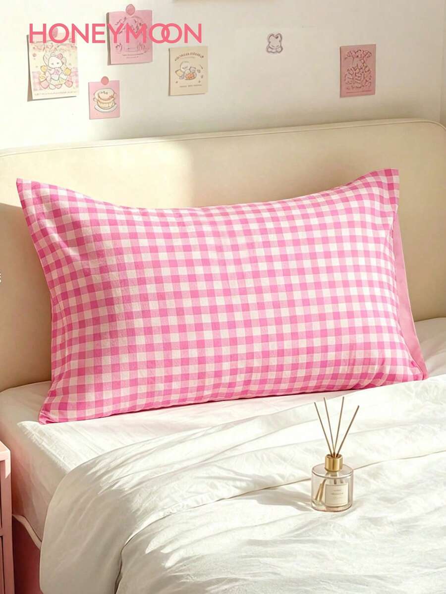 HONEYMOON 1pc Printed Pillowcase - 100% Polyester Lightweight Cloud-Feel Fabric Plaid Print Pillowcase, Soft And Breathable, Wrinkle-Resistant, Envelope Closure, No Filling - Suitable For Home, Dorm, Sofa - Multicolor - View 1