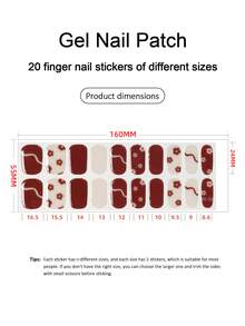 Emi Cured Gel Nail Strips , Clear Base, 20 Pcs Gel Nail Wraps, Stickers, UV Light Required, Salon Quality, Long Lasting,ES20 Cross-Border Wholesale Drop Shipping Red Book Same Style Nail Stickers Nail Stickers For Fingertips - Red - View 3