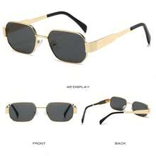 1 Pair Unisex New Minimalist Square Fashion Glasses, Vintage Street Style Eyewear - Gold - View 5
