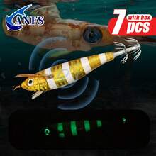 ANFS 7pcs Squid Fishing Lure Squid Jig, Artificial Fishing Bait For Octopus Cuttlefish, Shrimp Squid Hook, Saltwater Hard Bait - Multicolor - View 8