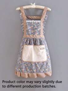 1 buah Celemek Motif Bunga - Celemek Gaya Putri Tahan Minyak & Noda dengan Kantong dan Detail Renda; Celemek Dapur Motif Bunga Vintage untuk Wanita - Sempurna untuk Membersihkan Dapur, Ruang Tamu, atau Kamar Mandi; Aksesori Pembersih Dapur yang Penting. - MultiWarna - View 10
