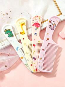 Juego de 2 peines con forma de animales de dibujos animados lindos, antiestáticos, peine de dientes anchos y peine de cola de dientes finos, adecuado para bebés y niños - Multicolor - Ver 3