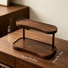 1pc 2‑TierWooden Countertop Storage Shelf, Double Layer Desktop Organizer Rack, Multifunctional Display Stand For Coffee Station, Mugs, Cosmetics, Kitchen Bathroom Vanity Home Decor - Multicolor - View 11