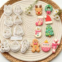 10Pcs Christmas Theme Polymer Clay Cutters, Snowman Reindeer Xmas Tree Pattern Clay Molds, DIY Handmade Earring Pendant Jewelry Craft Tools - 10 Pieces - View 5