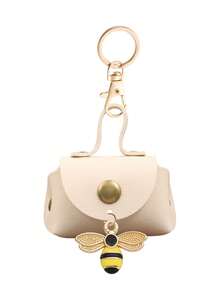 Mini Handbag Keychain Features A Bee Charm Accessories Series, Coin Wallet,Portable Small Bag Pendant,For Change,Earphone,Coins,Lipstick,Travel Essential - Multicolor - View 15