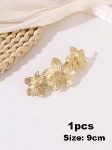 1pc Women's Floral Metal Spring Clip, Princess Style Barrette Hair Accessory, Daily & Holiday Gift,Hair Claws,Clips For Hair - Gold - View 7