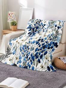 1pc Soft & Comfortable Modern Floral Pattern Flannel Blanket, 2D Printed Throw Blanket For Office Nap, Sofa & Bed Decor, Outdoor Camping Leisure, Gift Blanket For Family & Friends - Multicolor - View 2