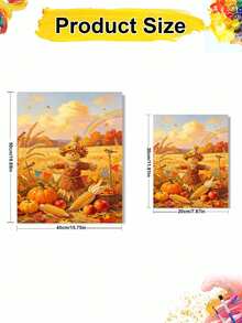 1pc Autumn Theme DIY Digital Oil Painting, Scarecrow Canvas Art Painting For Adult Beginners, Wall Decor Home Decor, Holiday Gifts. - Sets - View 4