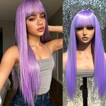 Red Long Straight Synthetic Wig With Bangs, Women's Cosplay Wig, Heat Resistant, Suitable For Halloween And Cosplay Parties - Multicolor - View 10