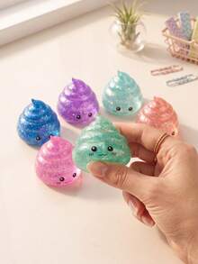 1 pièce Jouet squishy mignon pailleté en forme de caca, jouet à presser kawaii coloré et brillant, jouet sensoriel anti-stress amusant pour blague, cadeau de fête d'anniversaire, remplissage de sac cadeau, cadeau original - Multicolore - Voir 11