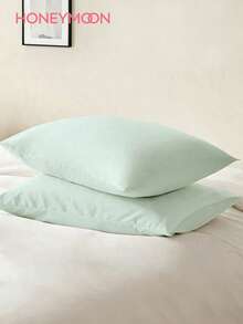 1pc HONEYMOON Solid Color Pillowcase - 100% Polyester Fabric Soft Breathable Wrinkle-Resistant Envelope Closure No Pillow Insert Needed - Suitable For Home Dorm Sofa, Light Green - Light Green - View 1