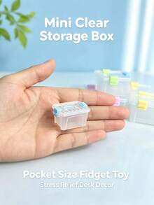 Colorful Buckle Mini Storage Bins, Stackable Clear Plastic Tiny Box, Portable Small Container For Jewelry Beads, Miniature Scene Decor, Fidget Relax Toy For Desk Decoration - Multicolor - View 4