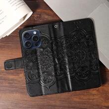 eaacaa 1pc Wallet Phone Case With Sunflower Pattern, Flip Cover, Multiple Card Slots, Coin Pocket, PU Leather, Wrist Strap, Stand, Anti-Demagnetization, Compatible With Apple And Series, Unisex, Essential For Daily Commute/Shopping/Business Trip, Ideal Gift For Friends/Lovers/Family - Black - View 8