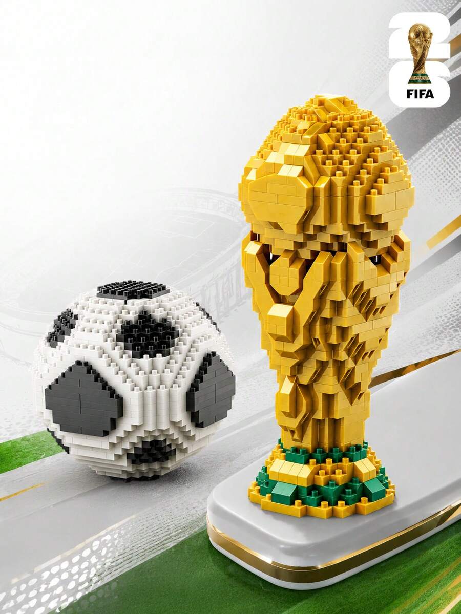 FIFA World Cup Trophy & Football Mini Building Blocks Set, 688/557pcs DIY Assembly Model, Desktop Decor Collectible Gift, Suitable For Football Fans - Multicolor - View 1