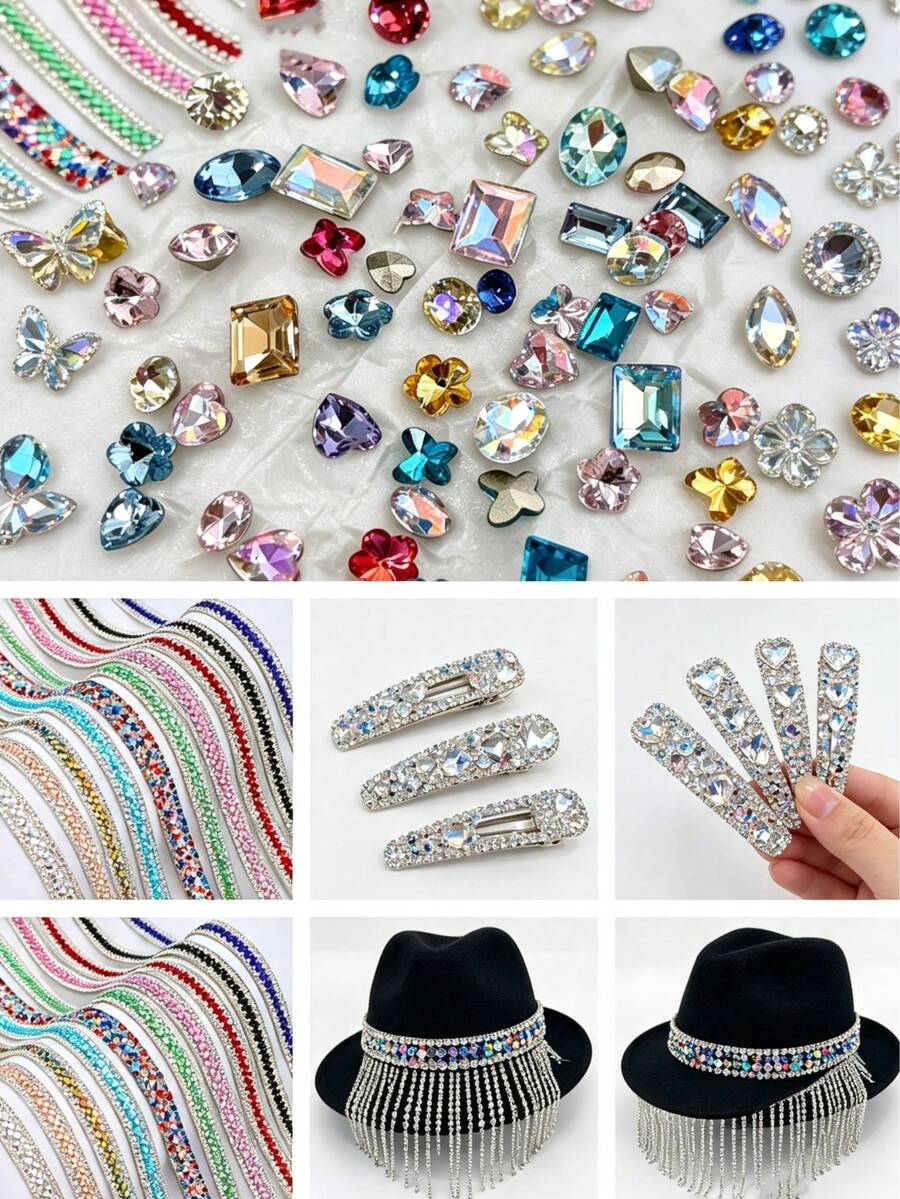 10/20/30/60pcs Mixed Shape K9 Glass Rhinestones Multicolor Fancy Cut Crystal Decor DIY Accessories For Nail Art And Craft Projects - Multicolor - View 1