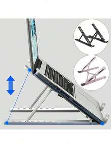 ABS Folding Laptop Stand, Multi-Position Height And Angle Adjustable, Compatible With Various Laptop Sizes; Full Silicone Anti-Slip Soft Padding, Support Feet And Back Panel Fully Covered With Anti-Slip Pads, Anti-Slip And Anti-Scratch To Protect Devices. Hollow Triangular Support Structure Provides Ventilation Space, Accelerates Laptop Cooling, Reduces Overheating - Multicolor - View 1