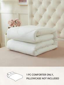 1pc Quilted Comforter Insert - All Season Quilted Comforter, Down Alternative Comforter Insert - White - View 3