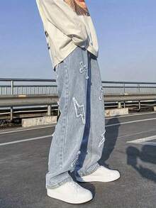 Boys' Campus Fashion Denim Long Pants, Casual Versatile Street Style Straight Leg Jeans - Light Wash - View 5