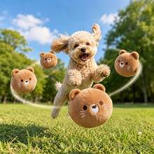 Cute Bear Pet Interactive Bouncing Sound Toy Ball, Dog And Cat Play Boredom Relief Companion Toy, Sound-Attracting For Dogs And Cats, Durable Bite-Resistant Material, Slow Rebound Pet Companion Play Toy - Brown - View 3