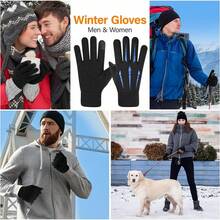 Waterproof Windproof Cycling Gloves - Outdoor Sports Warm Running Gloves (Blue) - Multicolor - View 9