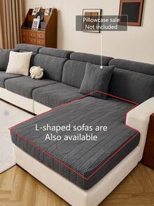 1PC Herringbone Textured Stretch Sofa Seat Cover,Soft Skin-Friendly Easy Clean Scratch Resistant Couch Cushion Protector, Machine Washable All-Season Pet Friendly Sofa Slipcover For 1/2/3 Seater & L-Shaped Corner Sofa - Dark Grey - View 6