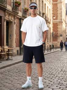 CAMEL CROWN Men's Casual Cotton Loose Fit Drawstring Knee-Length Shorts, Summer - Black - View 3