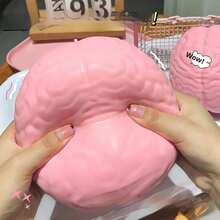 1pc Realistic Brain Squeeze Stress Relief Toy, Soft Stretchable TPR Material Brain Shaped Soft Toy, Funny Prank Anxiety Relief Hand Toy, Suitable For Adults And Children, Party Gift, Halloween Independence Day Gift - Multicolor - View 4