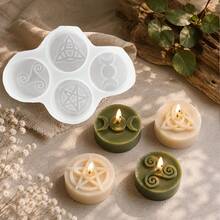 1pc Silicone Candle Mold, Symbol Silicone Mold, Suitable For Tea Candles, Wax Blocks, Plaster Decor And Epoxy Resin Casting DIY Mold, Used For Home Decor, Suitable For Various Holiday Decorations - 4-hole Symbol Mold - View 2