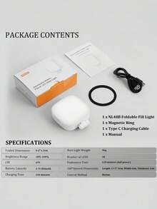 Magnetic Selfie Fill Light Compatible With MagSafe, Rechargeable LED Fill Light With Mirror, CRI≥95, 5 Color Temperatures, Foldable Ring Light - Aaaa - View 7