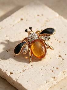1pc Cute Rhinestone Bee Brooch, Women's Party Accessory, Insect Faux Pearl Brooch, Suitable For Daily Wear, Cardigan Set Clothing Accessory, Holiday Gift - Multicolor - View 2