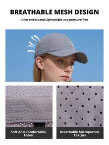 CAMEL CROWN Women & Men Baseball Cap, New Summer Sun Protection Sports Tennis Hat, Face-Slimming Visor Sun Hat - Grey - View 3