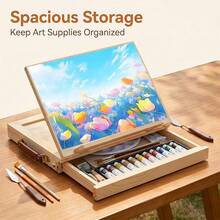 Portable Wooden Table Easel Box With Storage Folding Artist Easel Adjustable Drawers - A - View 5