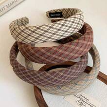 3PCS Early Autumn Plaid Preppy Style Headbands 2026 New Vintage High Crown Hair Hoops For Daily Wear And Outings Hair Clips Headwear - Multicolor - View 4
