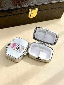 4-Piece Printed Pattern Square Pill Box, Printed Capsule Box With Mirror And Divider Design, Mini Pill Box, Portable Pill Storage Compartment, Mini Metal Storage Box, Portable Jewelry Box, Travel Pill Box, Weekly Pill Organizer, Suitable For Daily Medication, Essential For Doctors And Nurses, Emergency Needs, Travel And Hiking First Aid, Travel Emergency Kit, Suitable For Travel, Business Trip, Vacation, Dorm, Small Gift For Family, Teachers, Doctors, Back To School Gift, Teacher's Day Gift, Nurse Gift - Multicolor - View 3