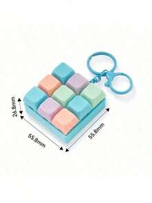 1pc 9-Key Square Stress Relief Button Toy, Creative Keyboard Pendant Decoration, Keychain, Bag Decoration, Keychain Accessory, Keyboard Design, Adult Fingertip Keychain, Pressure Sensing Keychain, Stress Relief Keychain, Focus & Relaxation Zipper Keychain, Birthday Gift, Party Favor - Multicolor - View 2