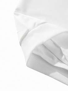 Sudadera de hombre de hombros caídos de un solo color, para otoño, parte superior de manga larga - Blanco - Ver 5