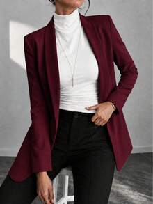 Women Blazers - Burgundy - View 1