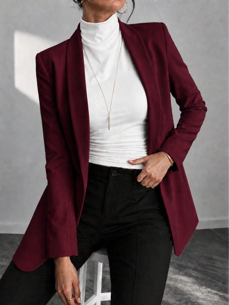 Women Blazers - Burgundy - View 1