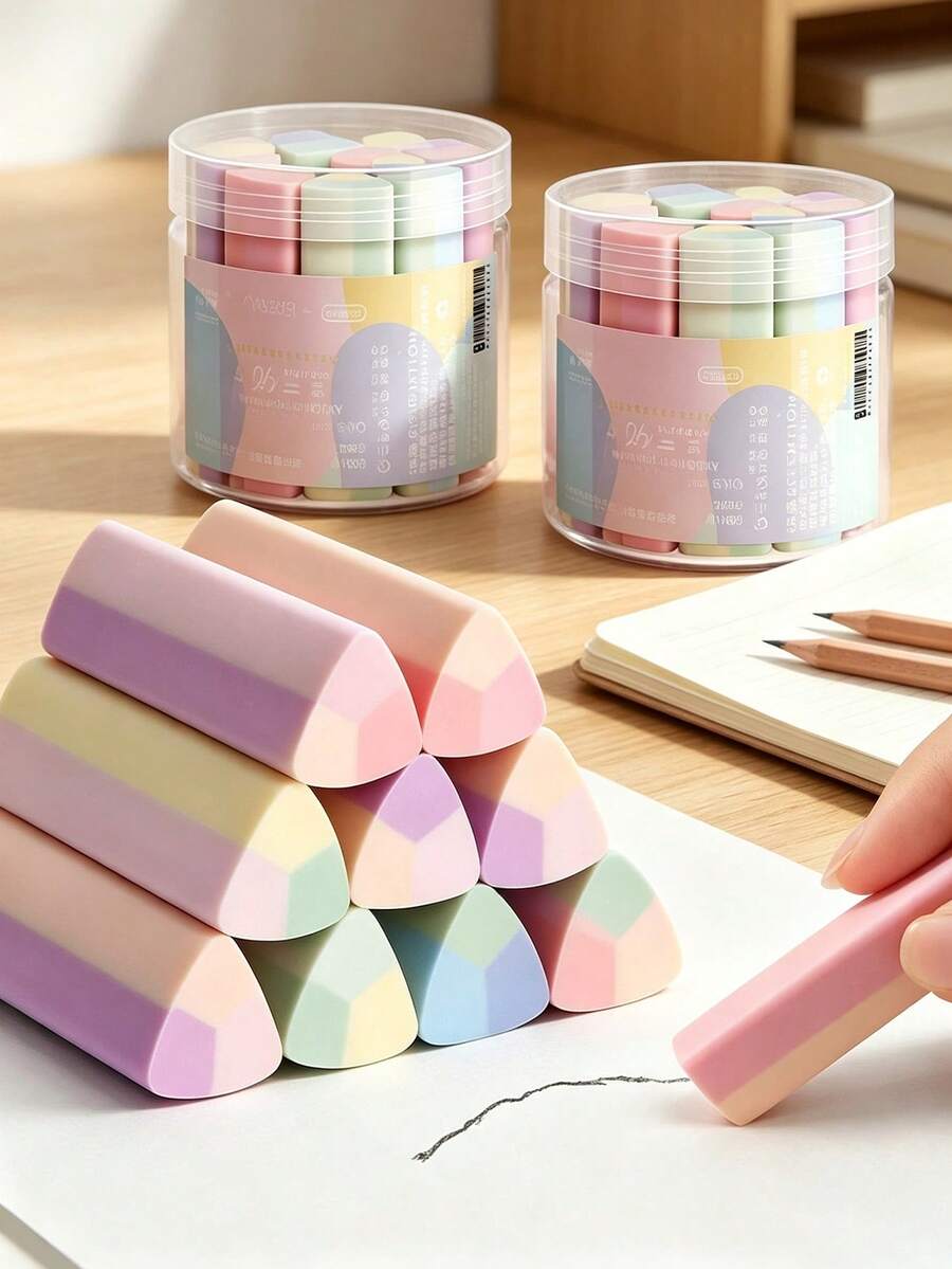 30/10pcs Triangle Eraser Is Scratch Free, Shavings Free, Residue Free, Clean, Scratch Free, Cultural And Creative Stationery - Multicolor - View 1